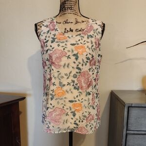 Sundance Catalog Lace Floral Sleeveless Top Sz M